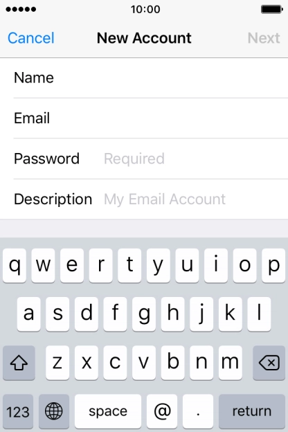 Press Password and key in the password for your email account.