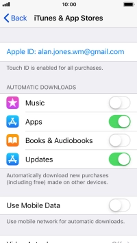 Press the indicator next to the required content type to turn the function on or off.
