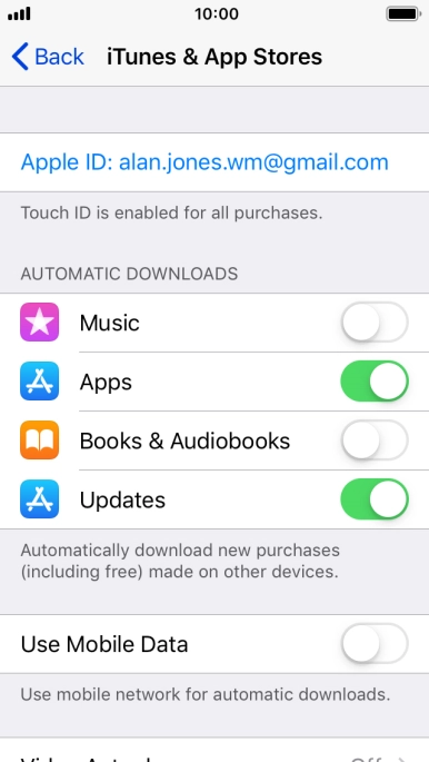 Press the indicator next to the required content type to turn the function on or off.