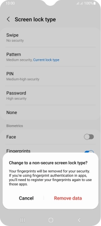 Press Remove data.