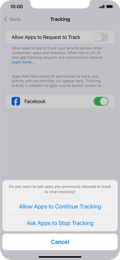 If you turn off the function, press the required setting.