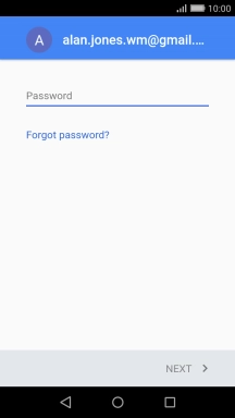 Press the text input field and key in the password for your Google account.