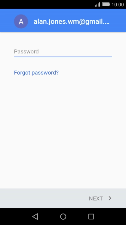 Press the text input field and key in the password for your Google account.