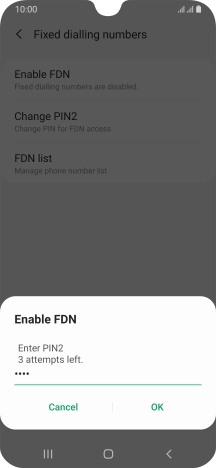 Key in your PIN2 and press OK.