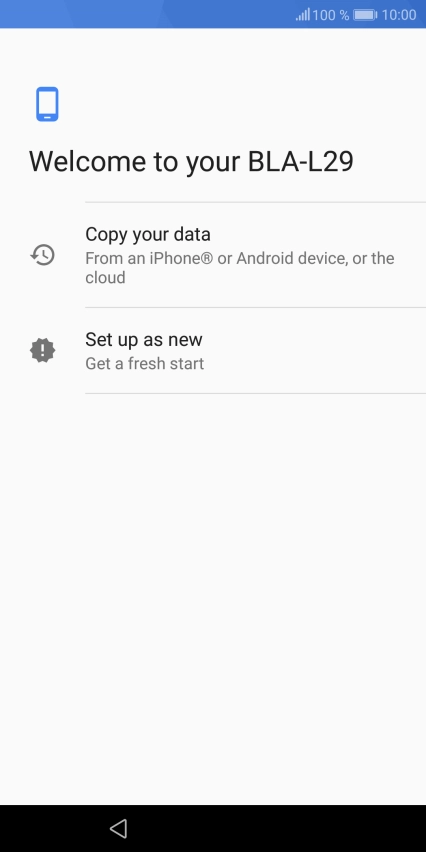 You can transfer the contents of another phone to your phone when it's activated for the first time and after a factory reset. When this screen is displayed, your phone is ready to transfer contents from another phone.
