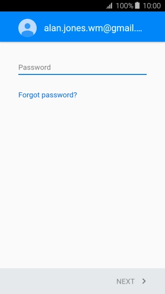 Press the text input field and key in the password for your Google account.