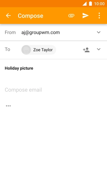 Press the text input field and write the text for your email message.