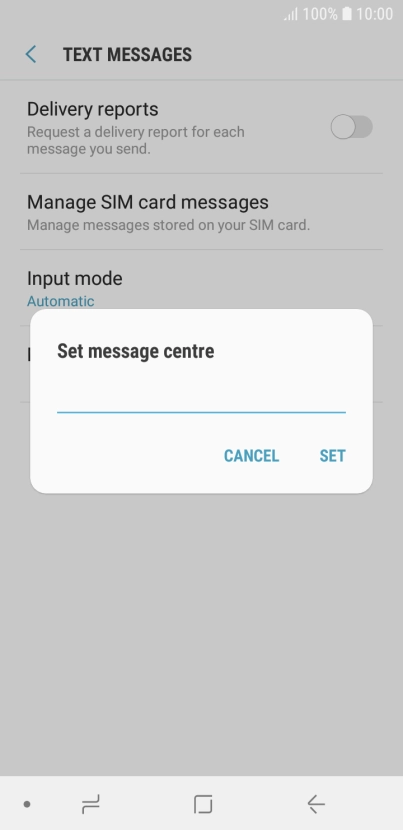 Key in +35387699989 and press SET.