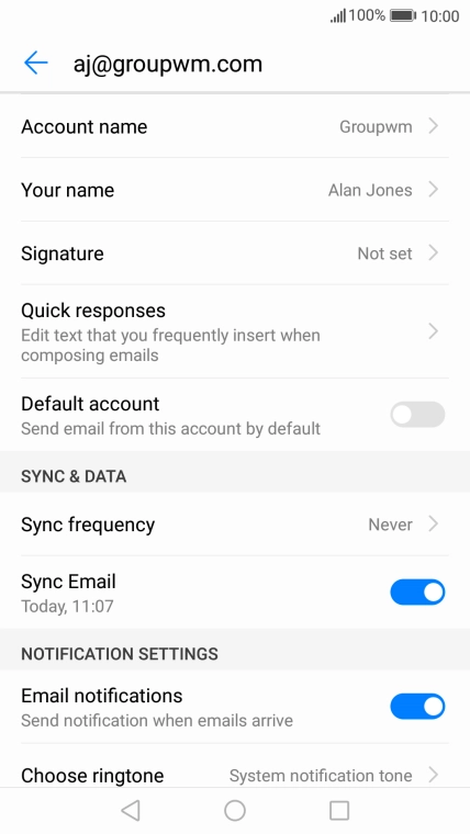 Press Account name and key in the required name.