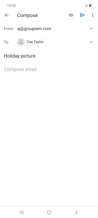 Press the text input field and write the text for your email message.