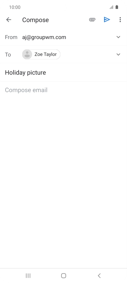 Press the text input field and write the text for your email message.