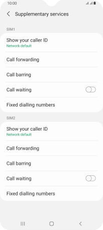 Press Fixed dialling numbers below the required SIM.