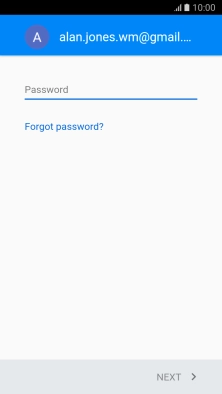 Press the text input field and key in the password for your Google account.