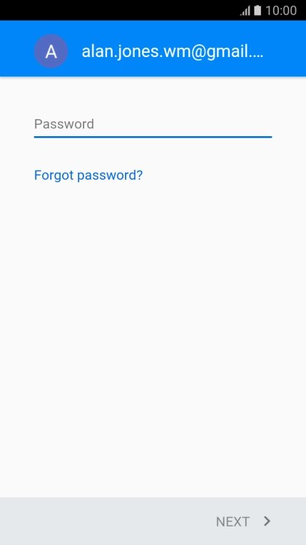 Press the text input field and key in the password for your Google account.
