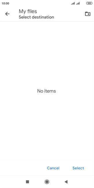 To create a new folder, press the new folder icon and follow the instructions on the screen to create a new folder.
