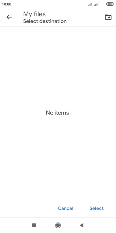 To create a new folder, press the new folder icon and follow the instructions on the screen to create a new folder.