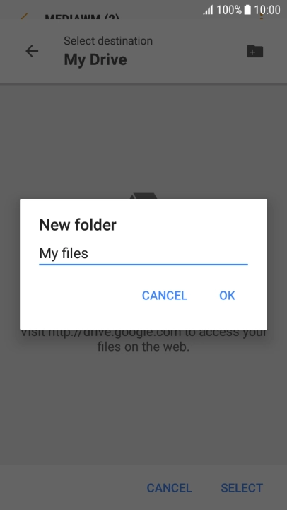 Key in a name for the folder and press OK.
