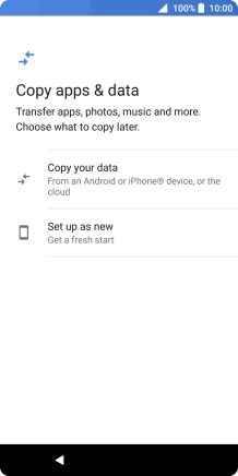 You can transfer the contents of another phone to your phone when it's activated for the first time and after a factory reset. When this screen is displayed, your phone is ready to transfer contents from another phone.