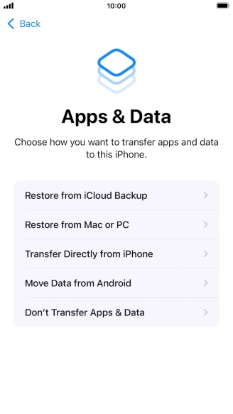 You can transfer content from an Android phone when your phone is activated for the first time and after a factory reset. When this screen is displayed, your phone is ready to transfer content from an Android phone.