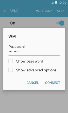 Key in the password for the Wi-Fi network and press CONNECT.