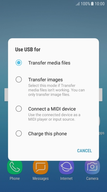 Press Transfer media files to turn on the function.