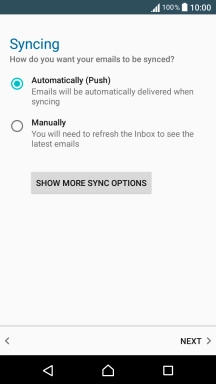 If this screen is displayed, you email account has been recognised and set up automatically. Follow the instructions on the screen to key in more information and finish setting up your phone.
