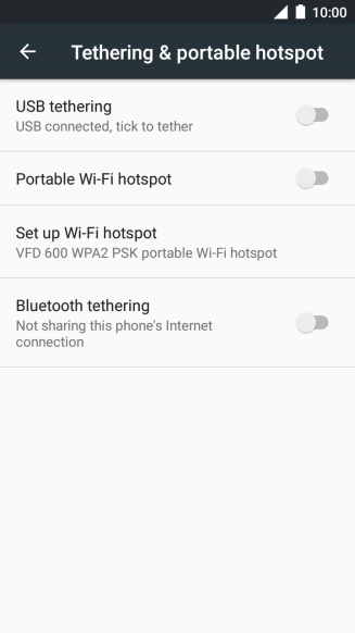 Press USB tethering to turn on the function. An internet connection from your computer via your phone is automatically established.