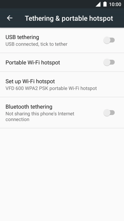 Press USB tethering to turn on the function. An internet connection from your computer via your phone is automatically established.