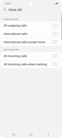 Press the indicator next to the required barring type to turn the function on or off.
