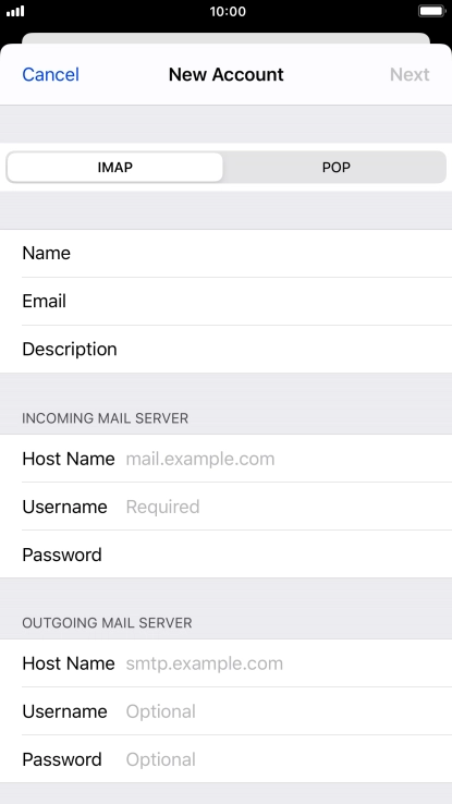 Press IMAP.