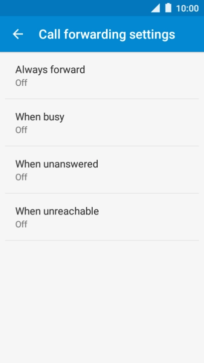 Press the required divert type.