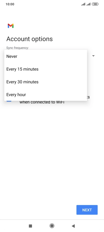 Press the required setting.