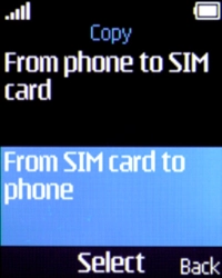 Select From SIM card to phone.