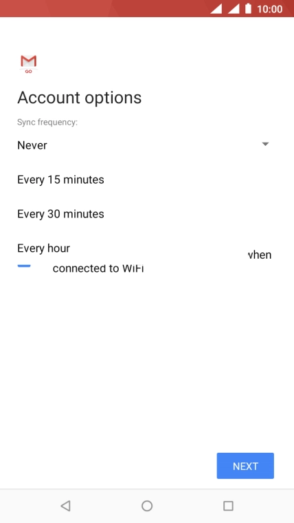 Press the required setting.