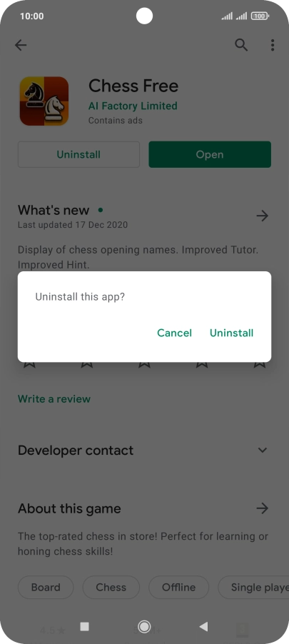 Press Uninstall.