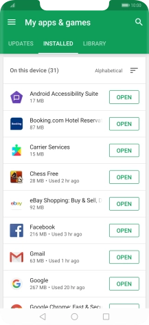 Press the required app.