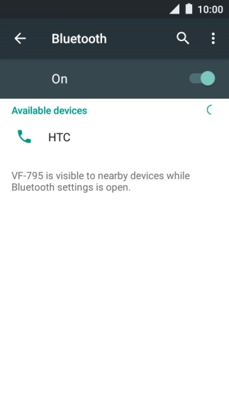 Press the required Bluetooth device and follow the instructions on the screen to pair the device with your phone.