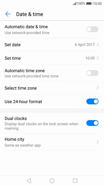Press Automatic date & time to turn on the function.