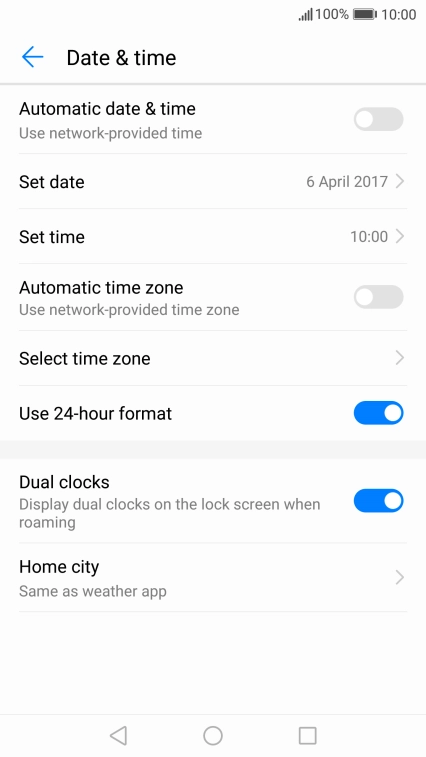 Press Automatic date & time to turn on the function.