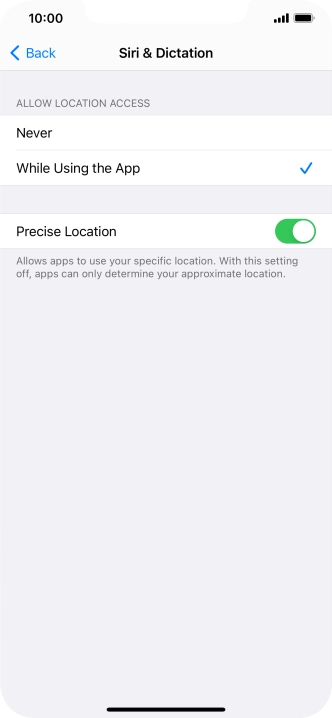 Press the required setting to turn the function on or off.