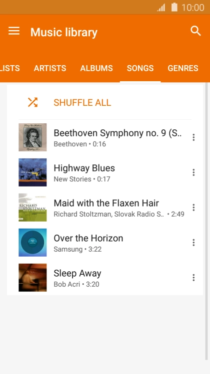 Press the required audio file.