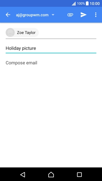 Press the text input field and write the text for your email message.