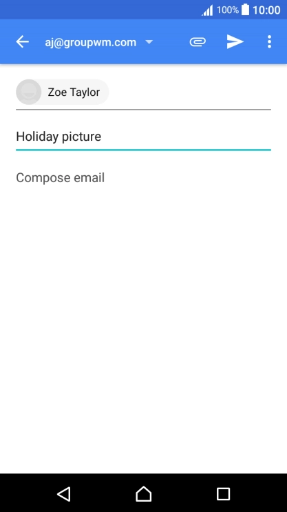 Press the text input field and write the text for your email message.