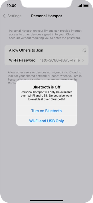 If Wi-Fi is turned on, press Wi-Fi and USB Only.