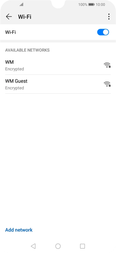 Press the required Wi-Fi network.