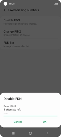 Key in your PIN2 and press OK.