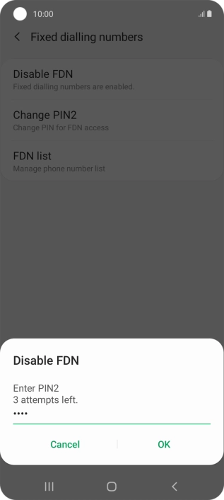 Key in your PIN2 and press OK.