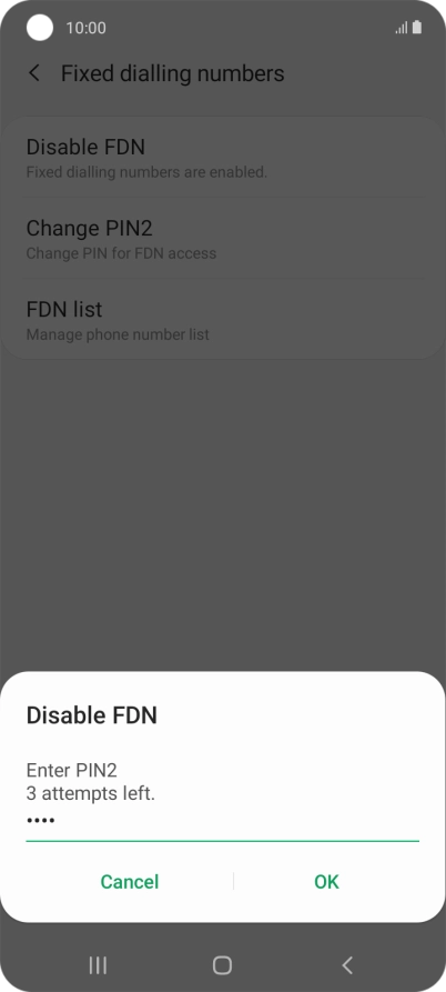 Key in your PIN2 and press OK.