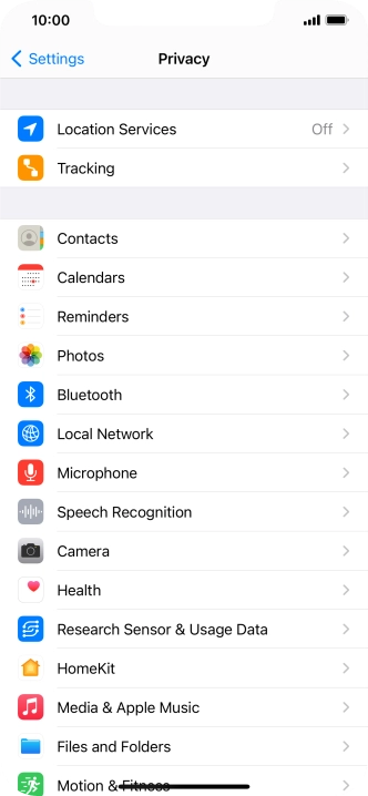 Press Location Services.