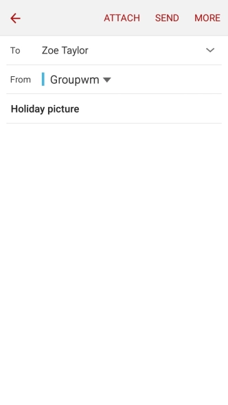 Press the text input field and write the text for your email message.